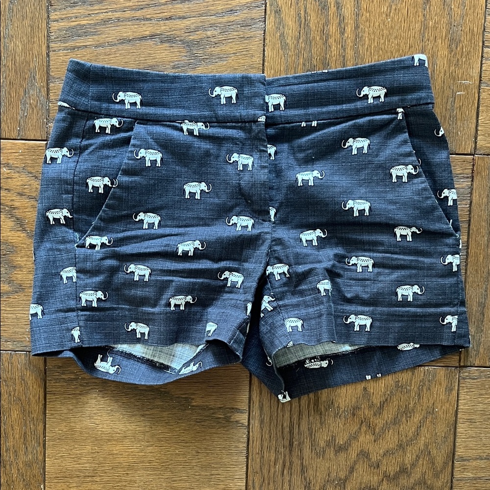 LOFT Charcoal Elephant Patterned Shorts